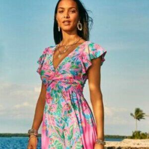 NWT Lilly Pulitzer Verona Maxi Dress Havana Pink Casa Jaguar